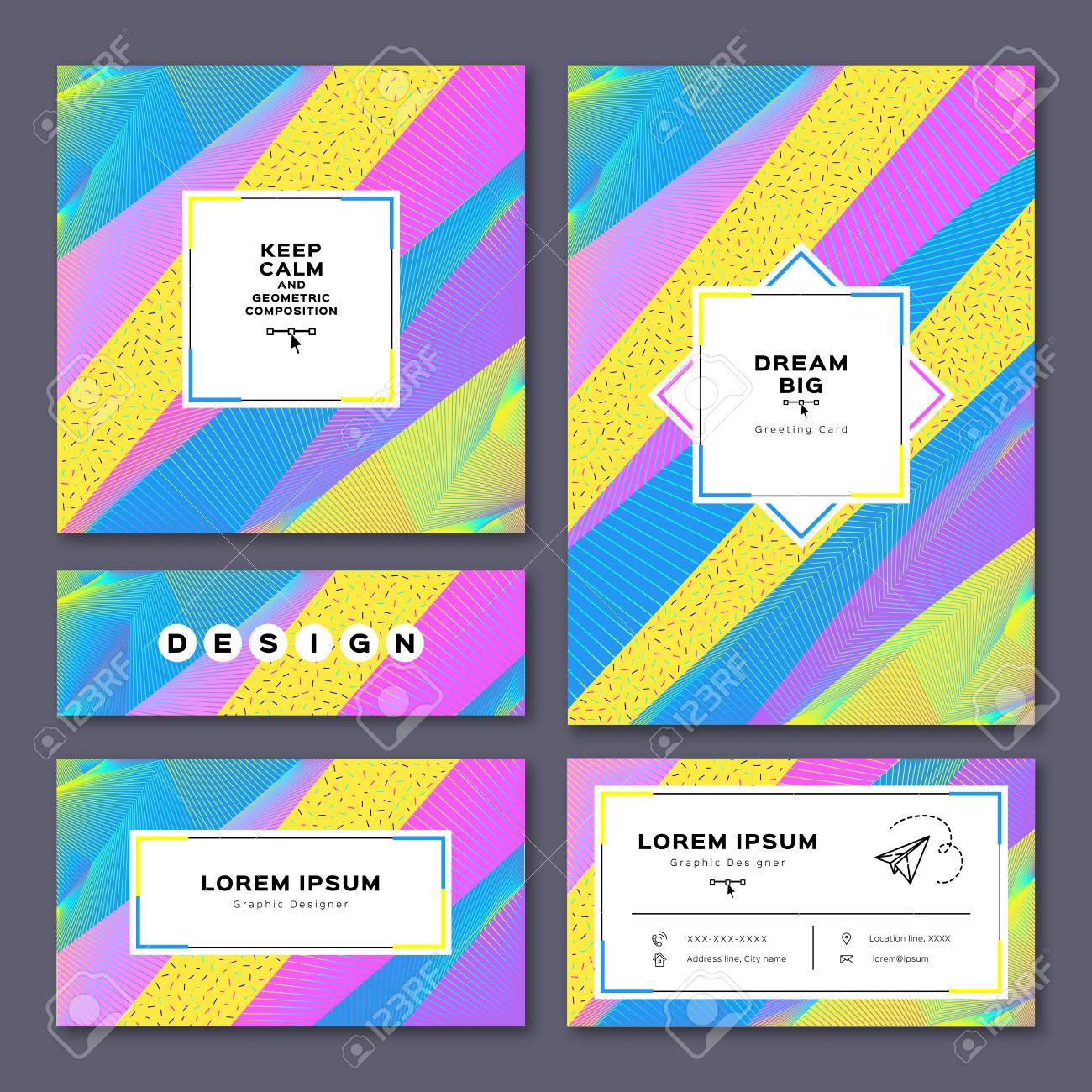 vector collection of creative cards square greeting card a4 flyer card size