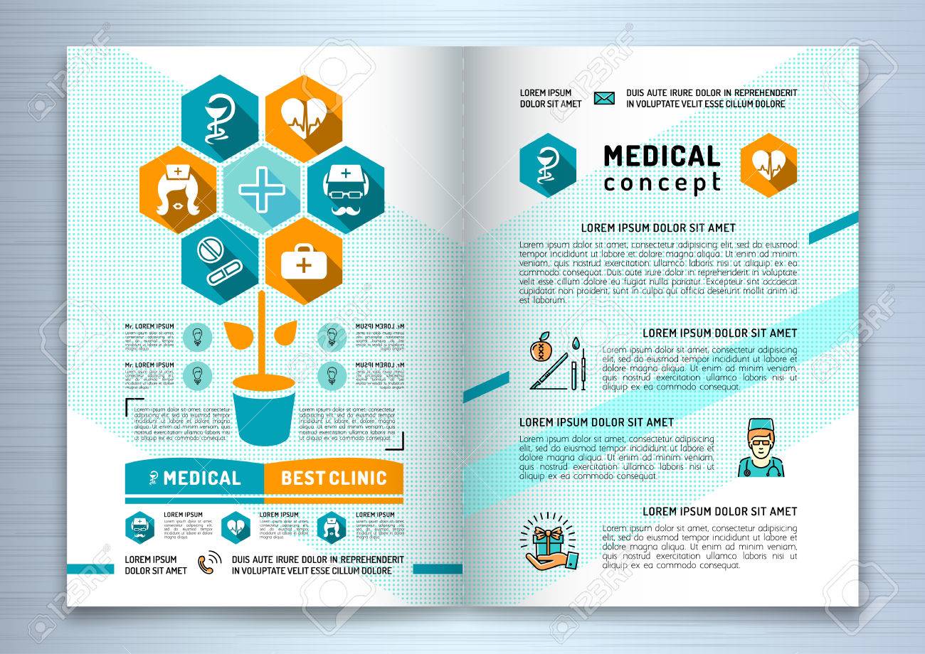design medical brochure template a4 size linear flat infographics
