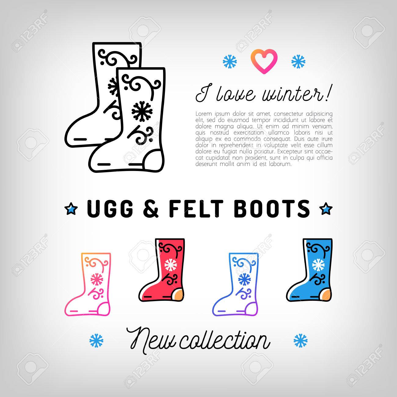 Bottes D'hiver Icônes De Ligne Mince, Chaussures De Sport Bottes D'hiver Icônes De Ligne Mince, Chaussures De Sport