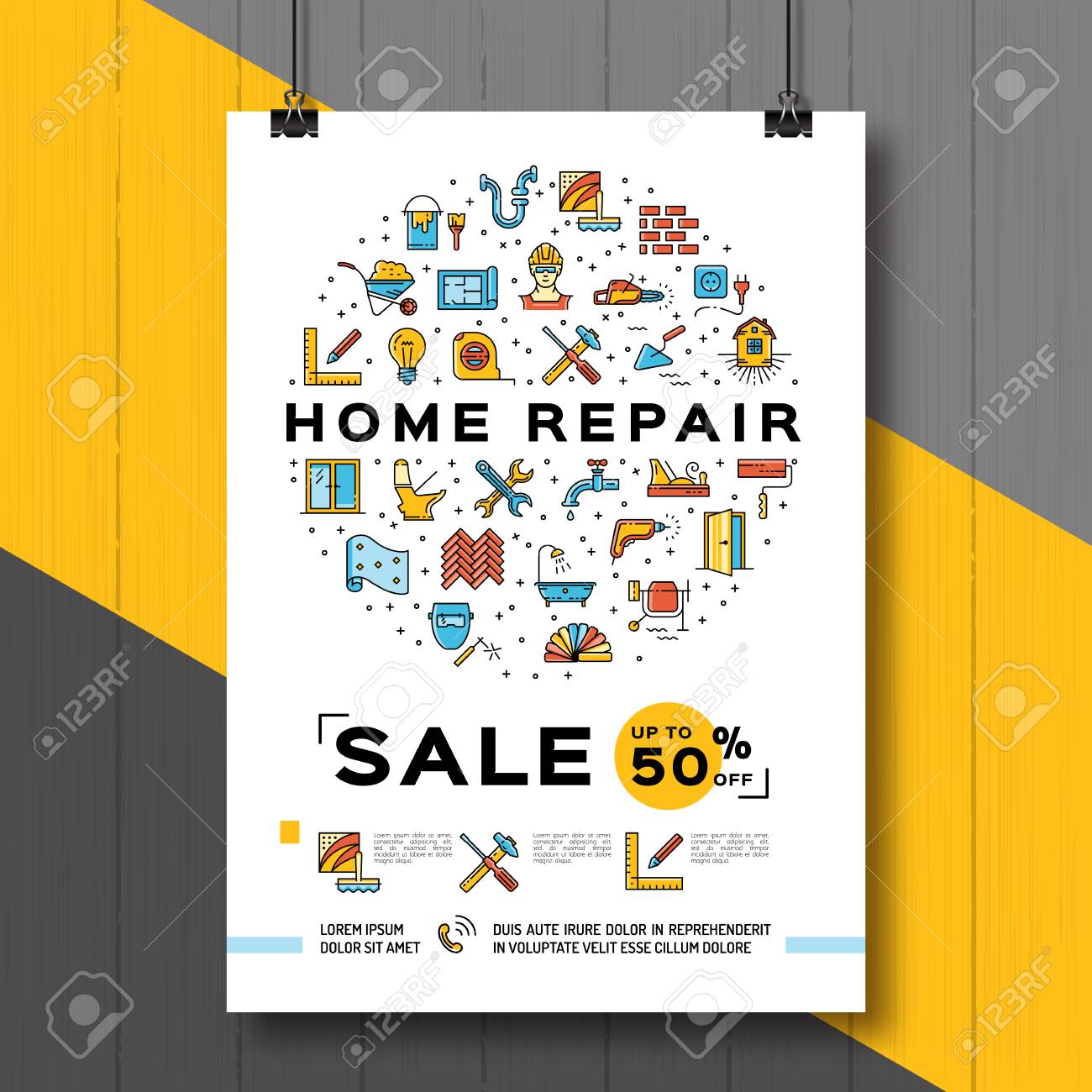 repair house poster renovation home template sale flyer vector home sale flyer