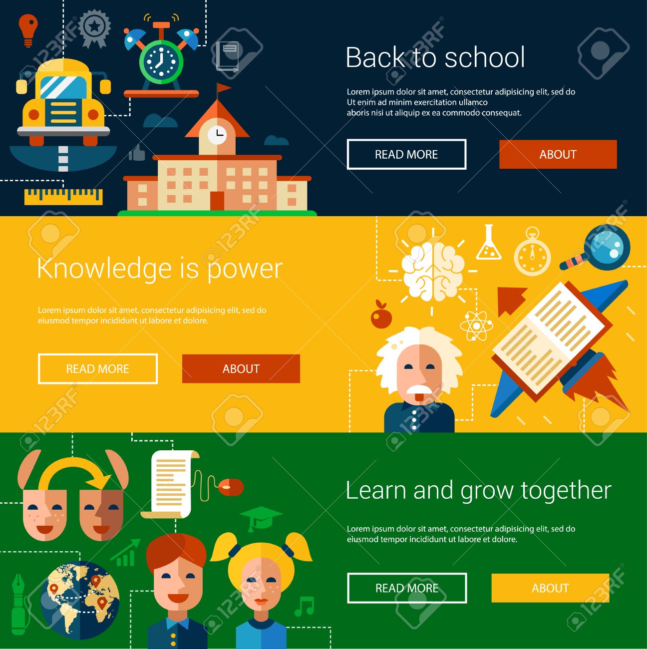 set of flat design flyers headers banners of school and college college flyers design