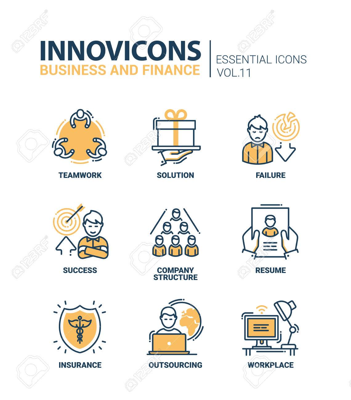 busness and fnance modern vector thin line flat design icons modern resume icon
