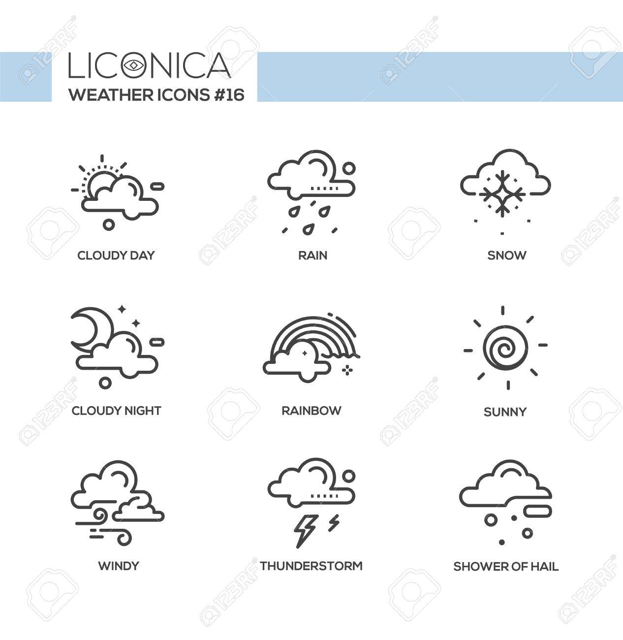 weather black and white vector modern single line icons set