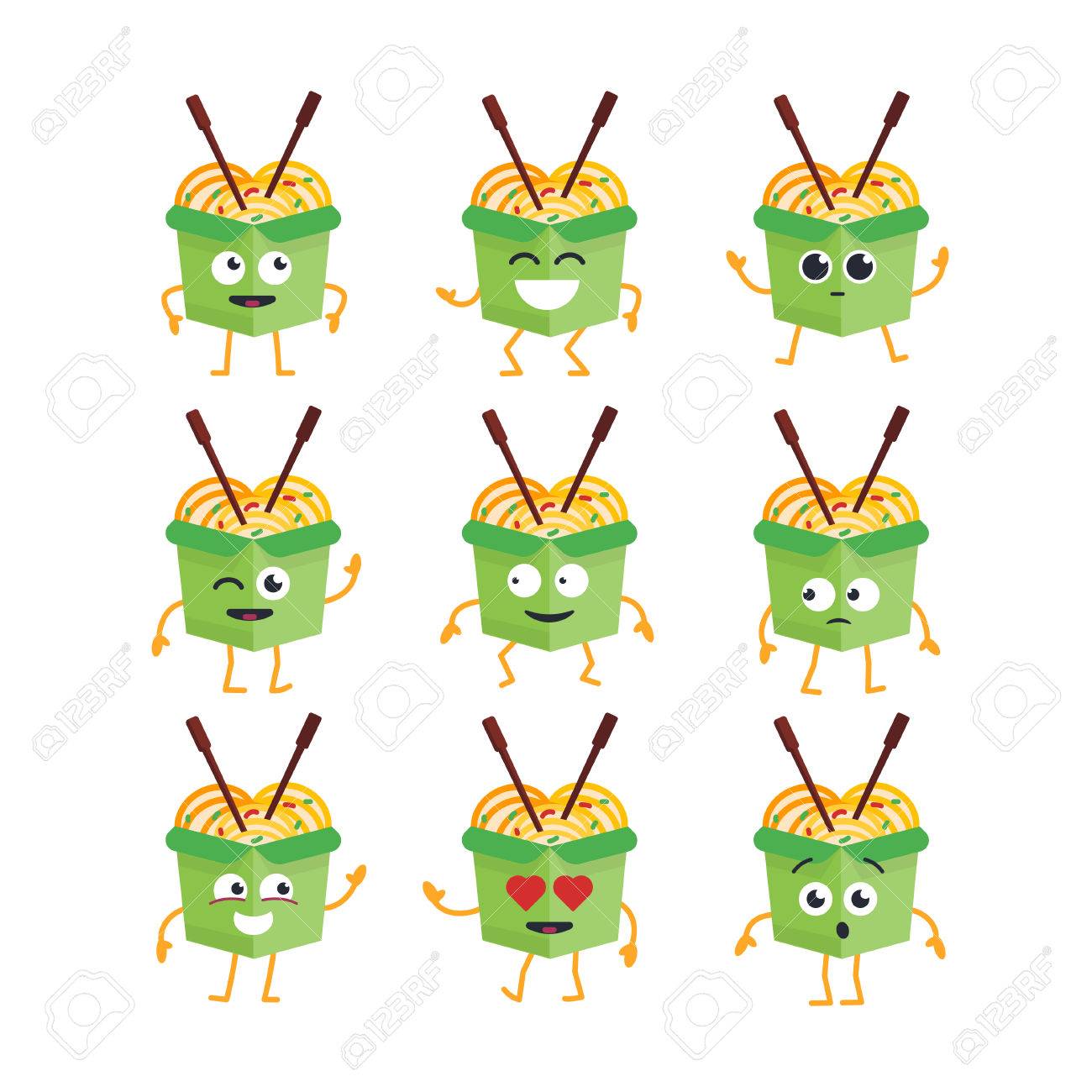 鍋の漫画のキャラクター マスコット イラストの現代ベクトル テンプレート セット のイラスト素材 ベクタ Image