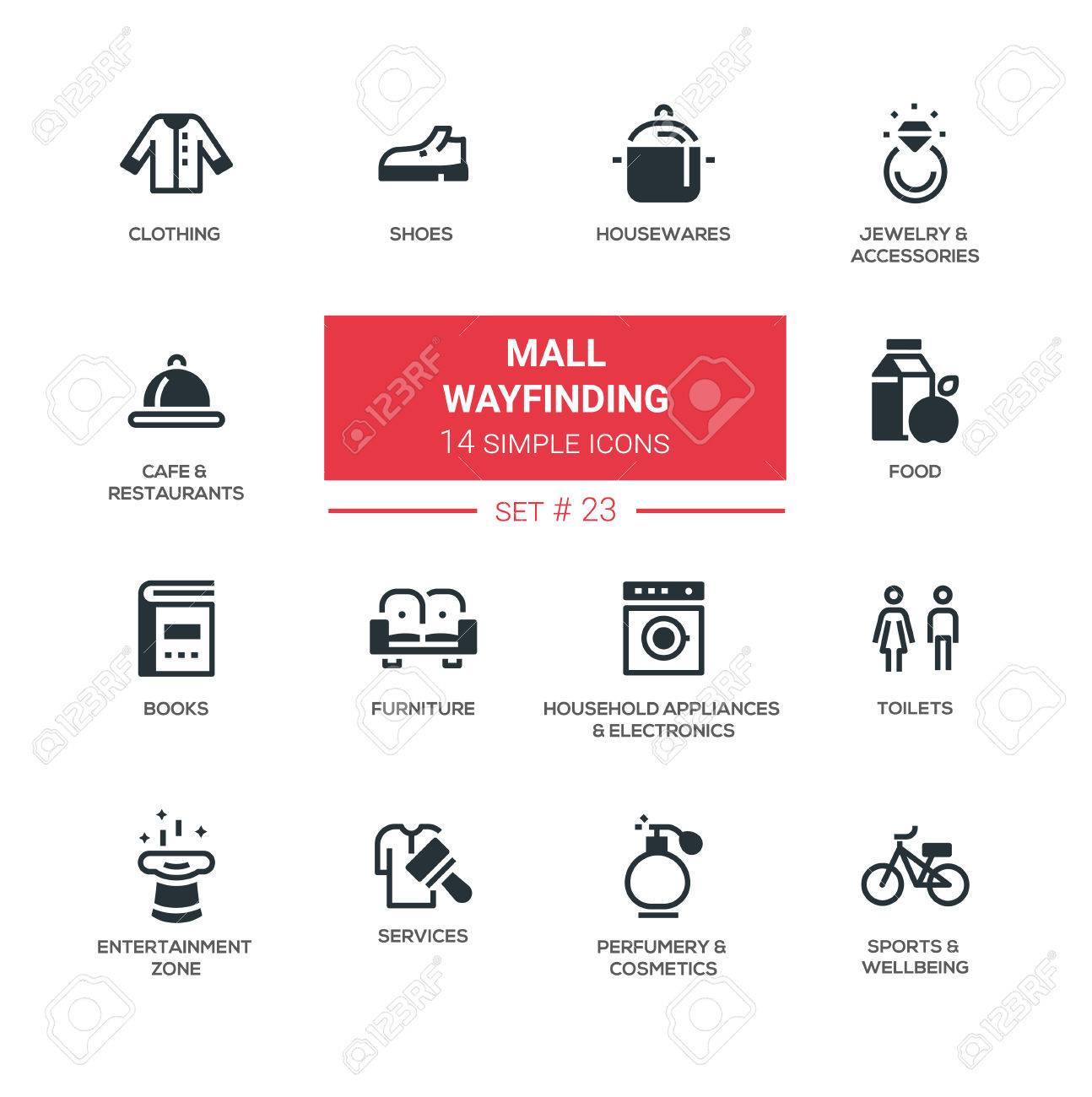 モール探索 モダンなシンプルなアイコン 絵文字セット のイラスト素材 ベクタ Image