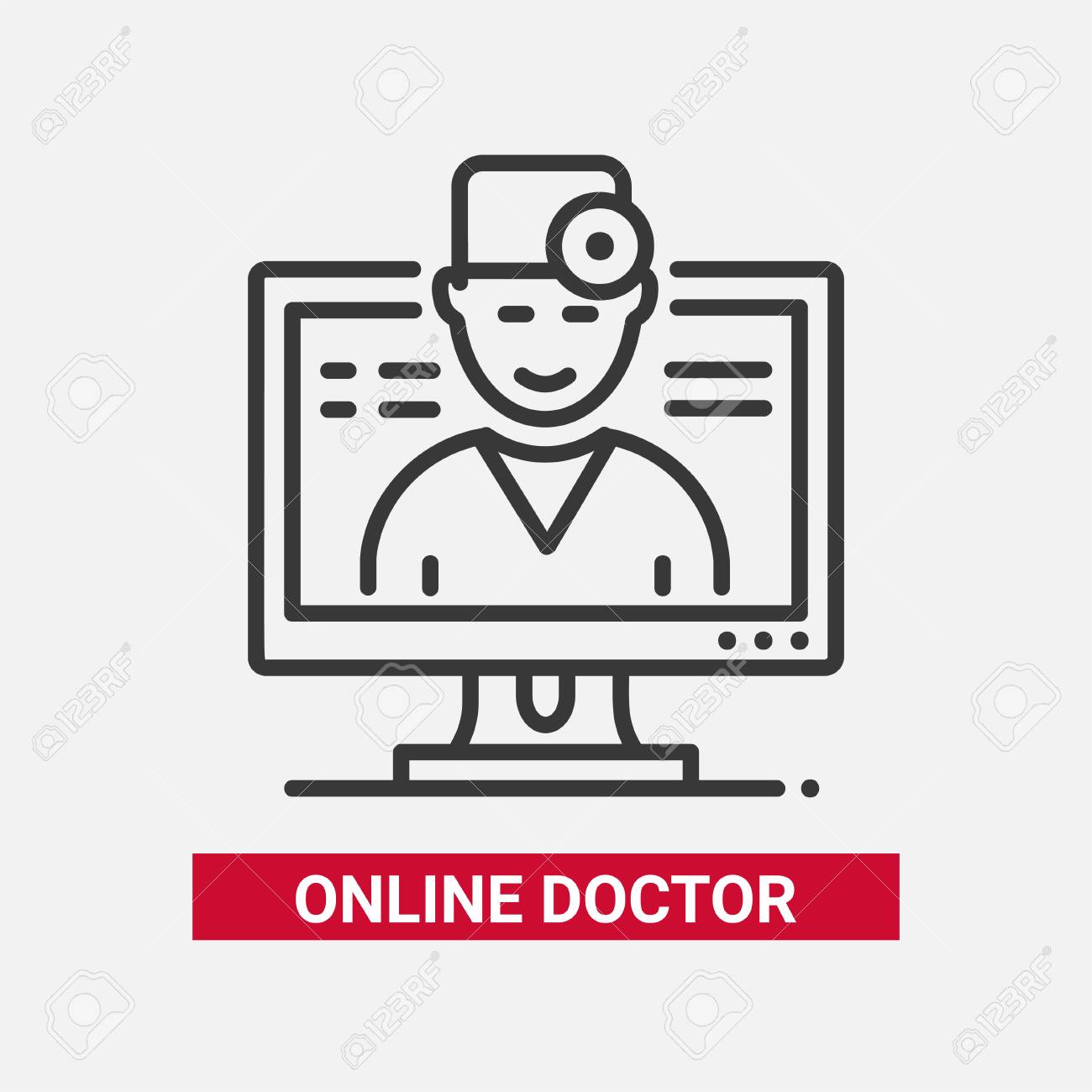 Online Doctor Line Design Single Isolated Icon Royalty Free Cliparts Vectors And Stock Illustration Image