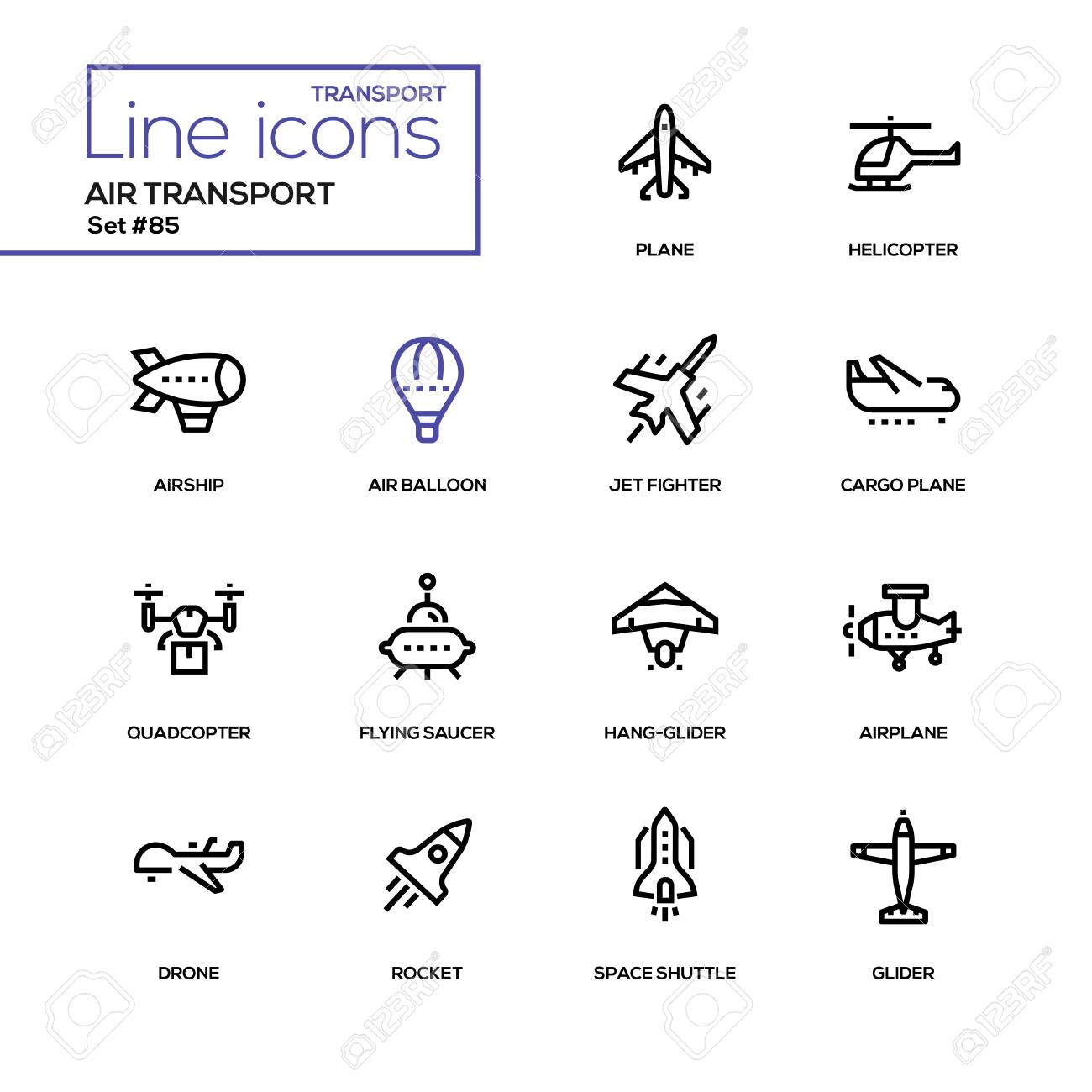 Air transport - line design icons set - 105253044 Air transport - line design icons set - 105253044