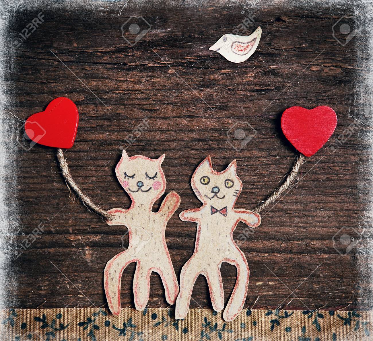 手作りの猫愛好家としてバレンタインデー カード の写真素材 画像素材 Image