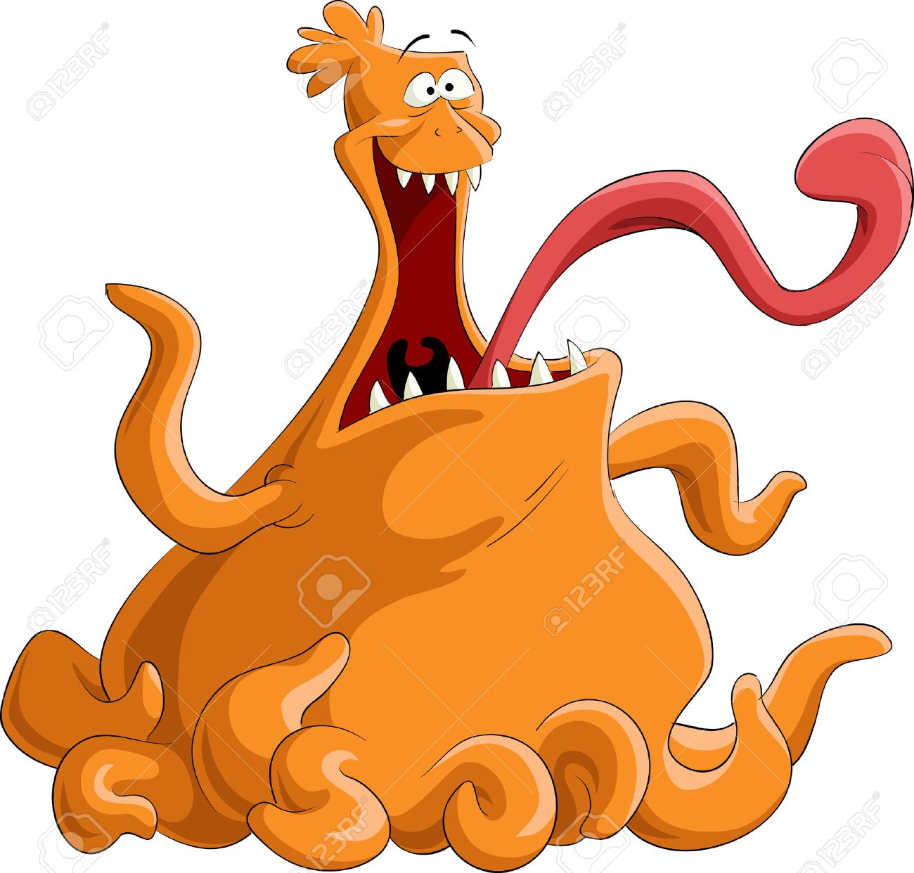 触手 イラストと面白いオレンジ モンスター のイラスト素材 ベクタ Image