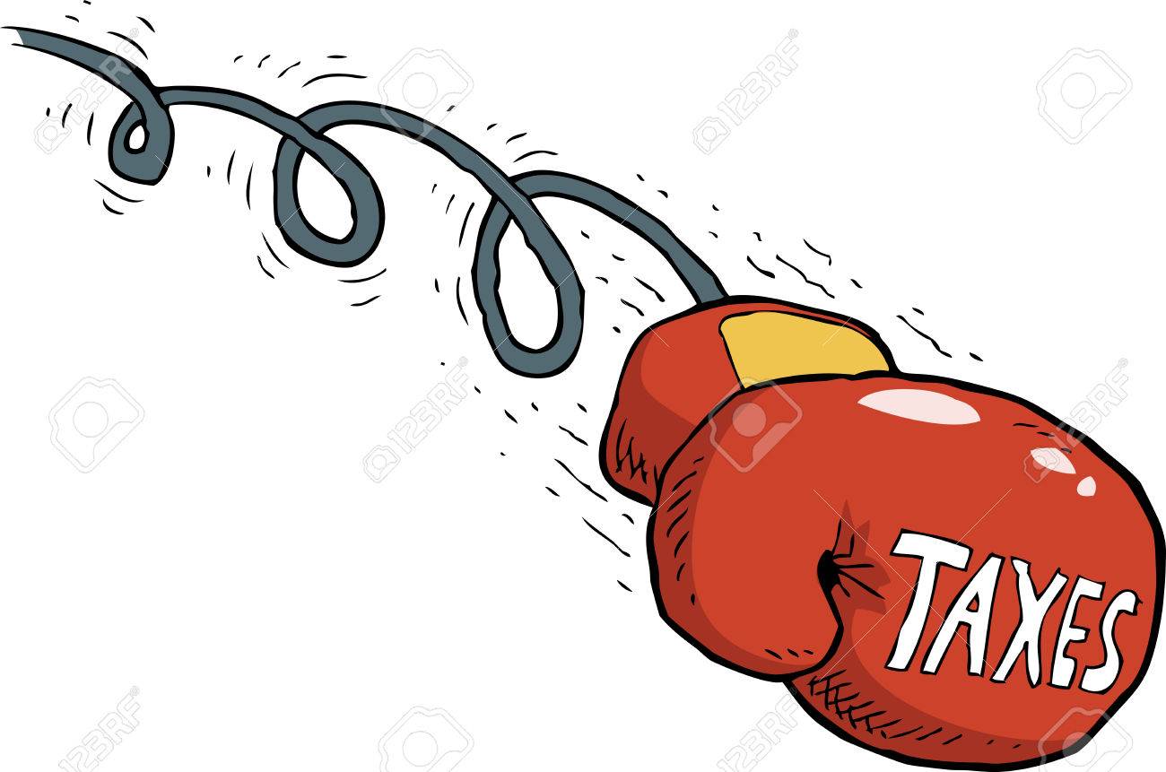 cartoon tax blow boxing gloves vector illustration royalty free
