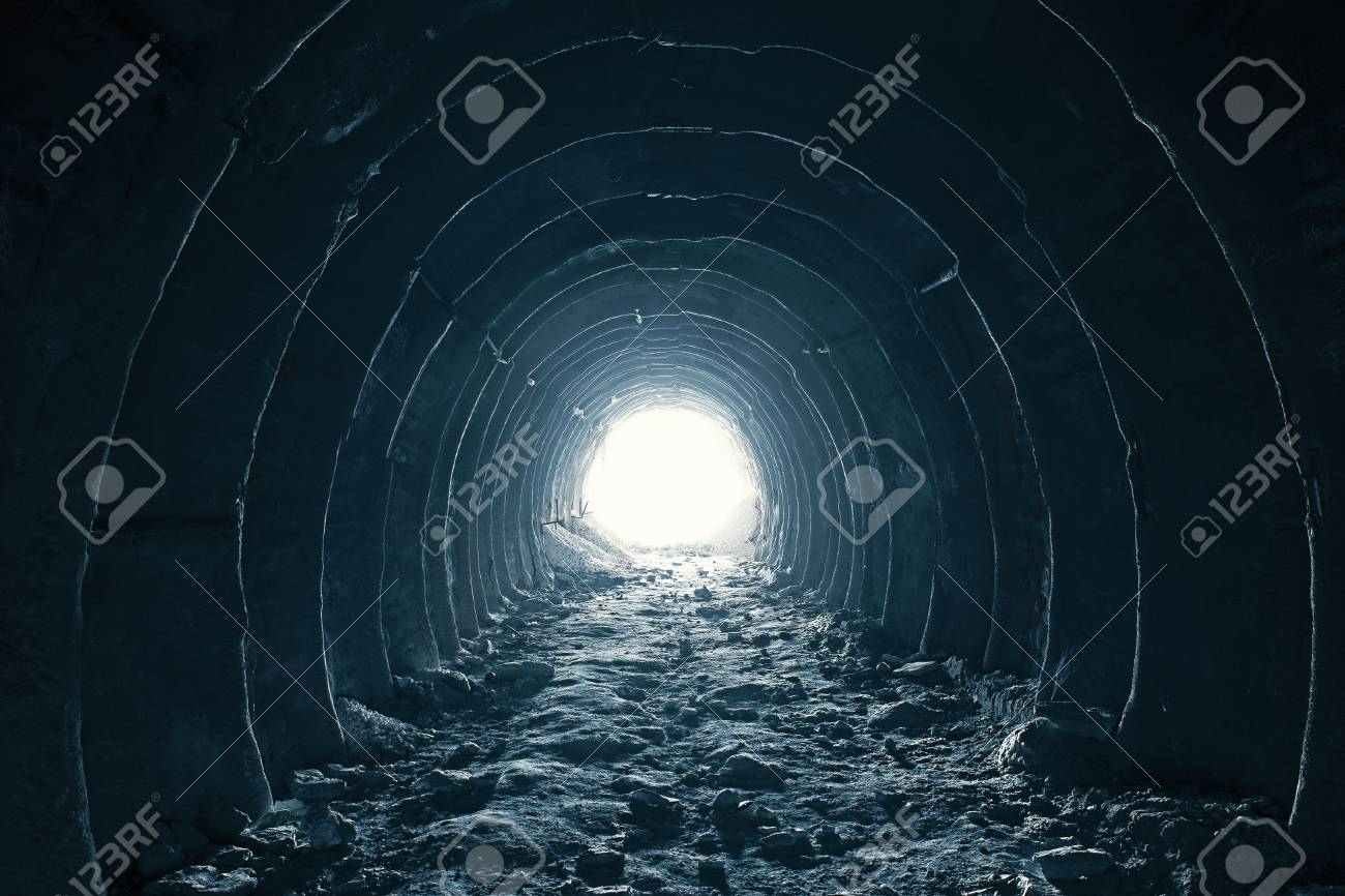 Dark round tunnel with light in the end, abstract way to freedom and hope in happy life concept. - 115314128 Dark round tunnel with light in the end, abstract way to freedom and hope in happy life concept. - 115314128