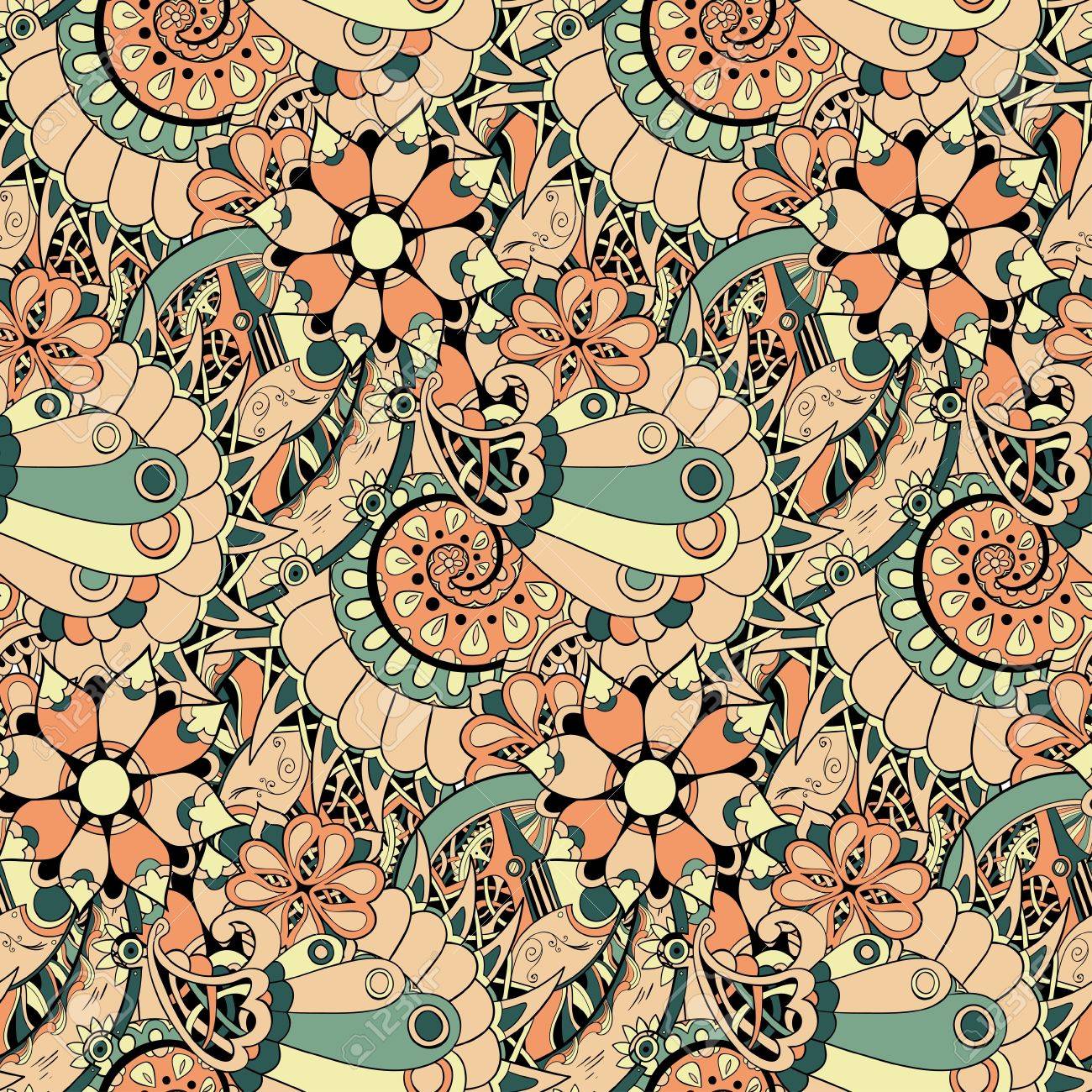 Floral Mechanism Steampunk Seamless Vector Pattern Can Be Used For Wallpaper Pattern Fills Web Page Background Surface Textures Royalty Free Cliparts Vectors And Stock Illustration Image