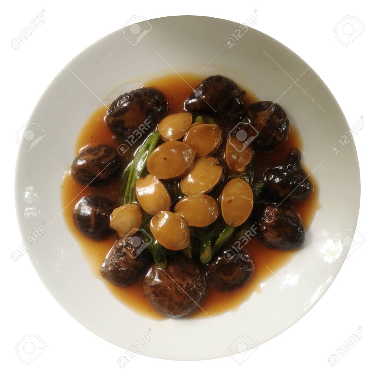 Nourriture Chinoise Ormeau Braise Aux Champignons Noirs En Sauce