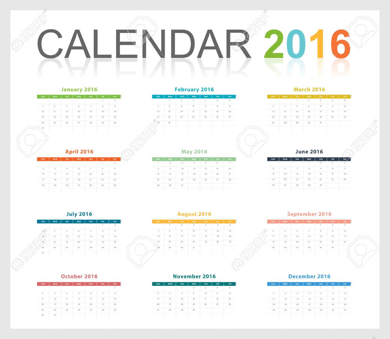 カレンダー 16年テンプレート無料サイズ スケールのイラスト素材 ベクタ Image