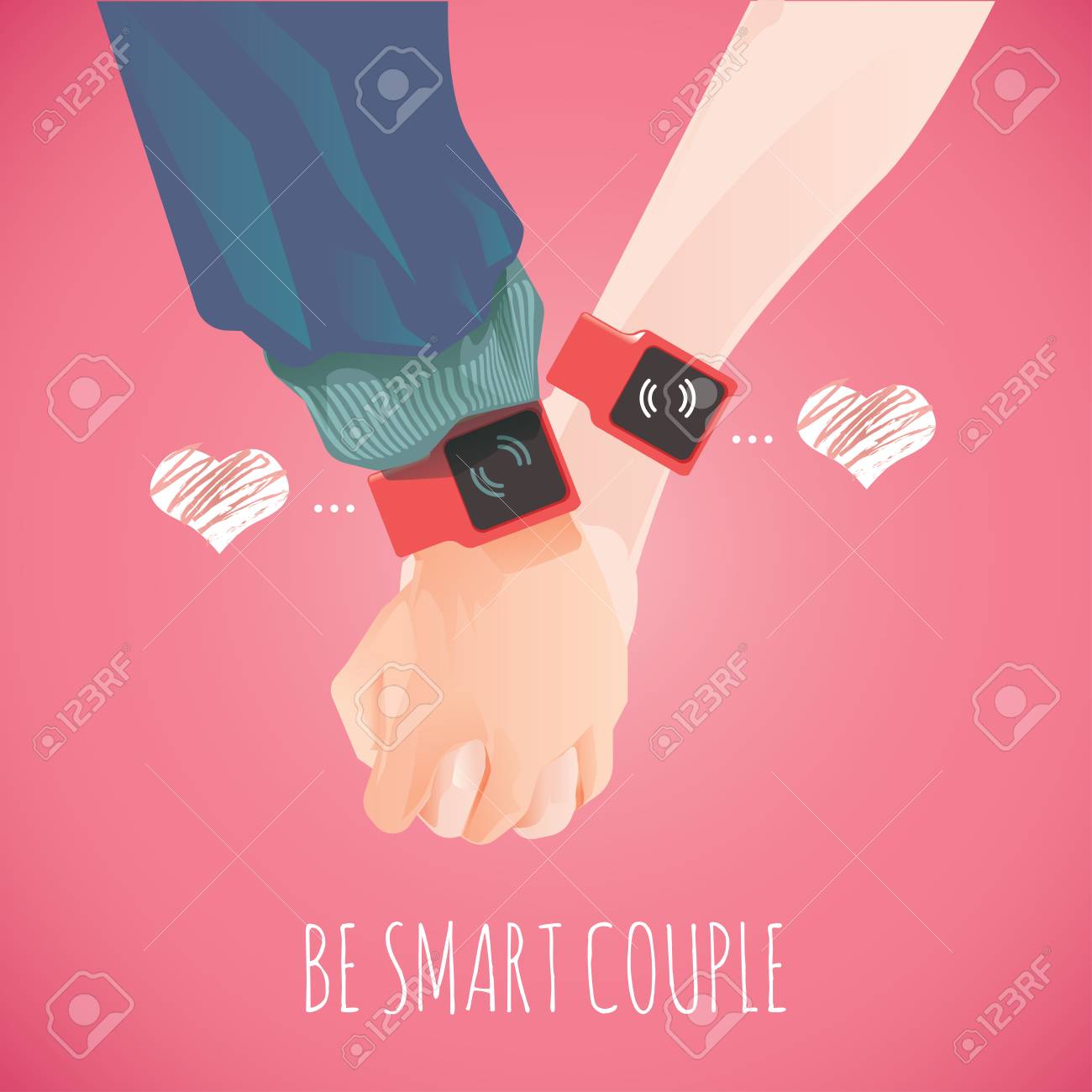 ハートを表示するスマートな時計 2 つの手 人をつなぐ のコンセプトです フラットの図 のイラスト素材 ベクタ Image 56692905