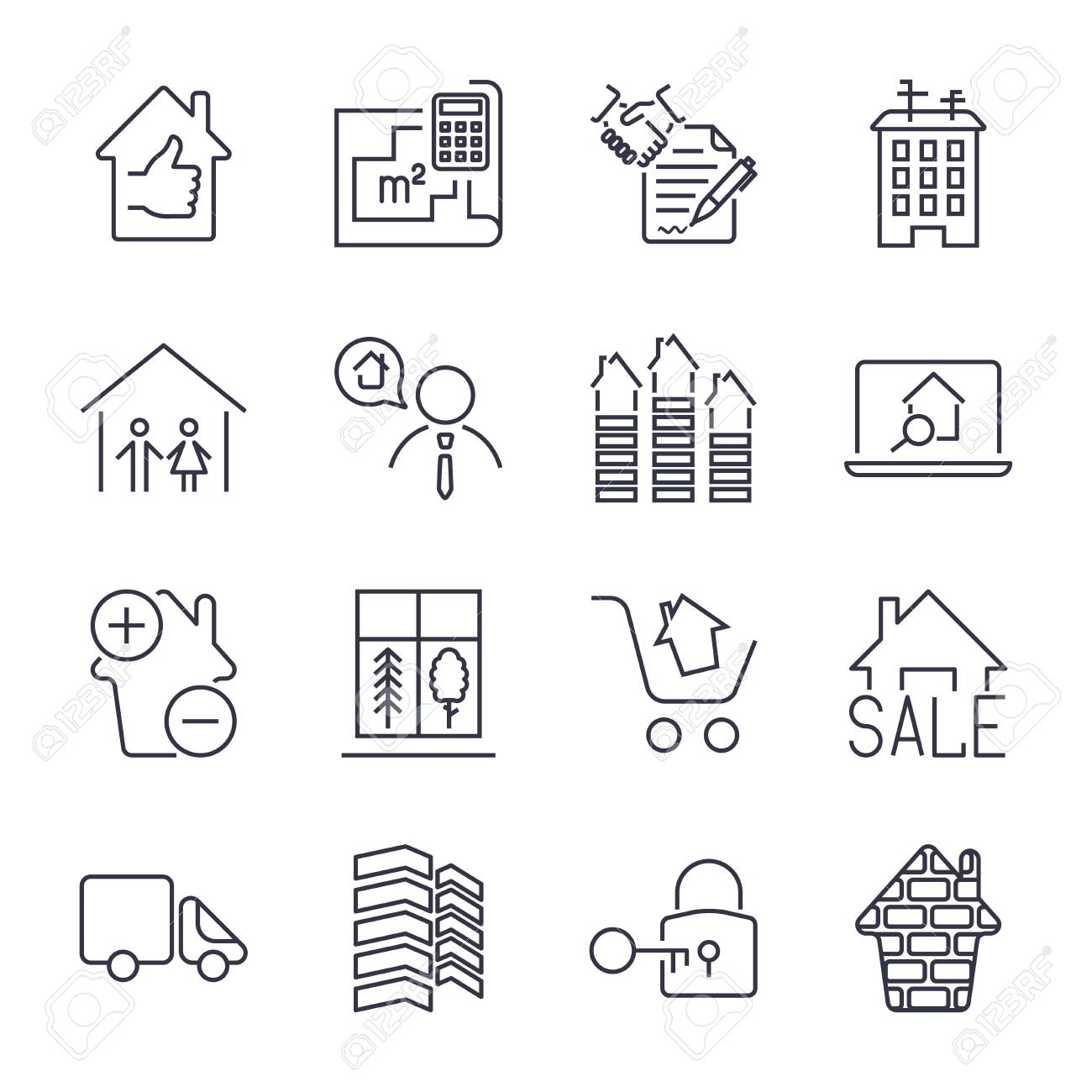 情報グラフィック ウェブサイトや印刷メディアスカイスキャッパー ガレージ 都市 ビルディングや他に適した不動産アイコン ベクター フラットアイコン クリップアート 編集可能なストロークで設定されたアイコン Eps 10 のイラスト素材 ベクタ Image