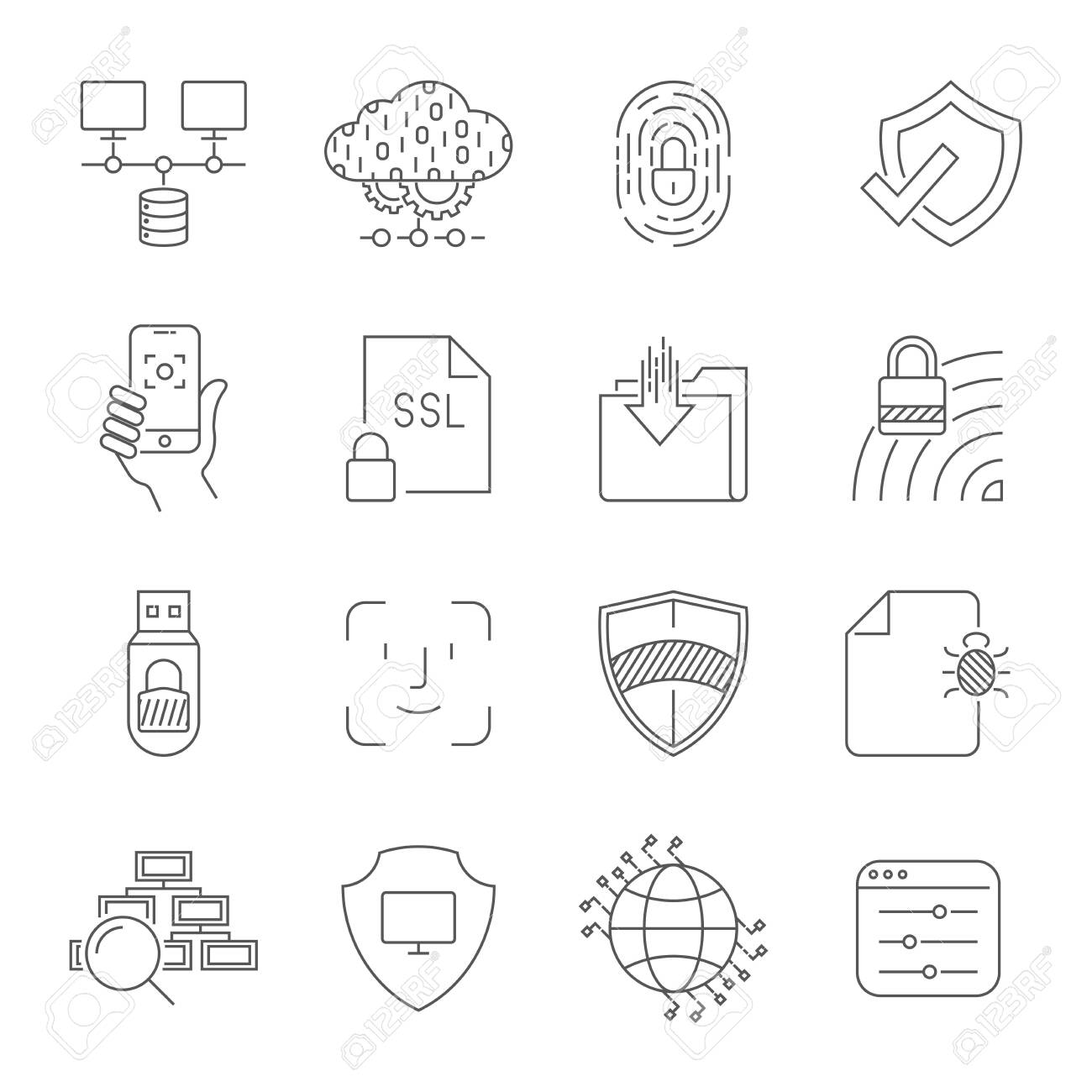 Digital Technology Related Vector Line Icons Contains Such Icons As Cloud Hosting Control Panel Face Recognition Traffic Analysis Network Digital Protection And More Editable Stroke Eps 10 Royalty Free Cliparts Vectors And