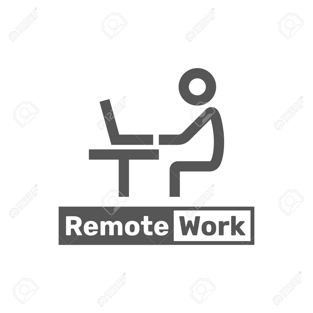Remote work line icon. Worker, laptop, remote job. Freelance job line icon. Vector illustration can be used for topics like life work balance, remote job, occupation - 158286768 Remote work line icon. Worker, laptop, remote job. Freelance job line icon. Vector illustration can be used for topics like life work balance, remote job, occupation - 158286768