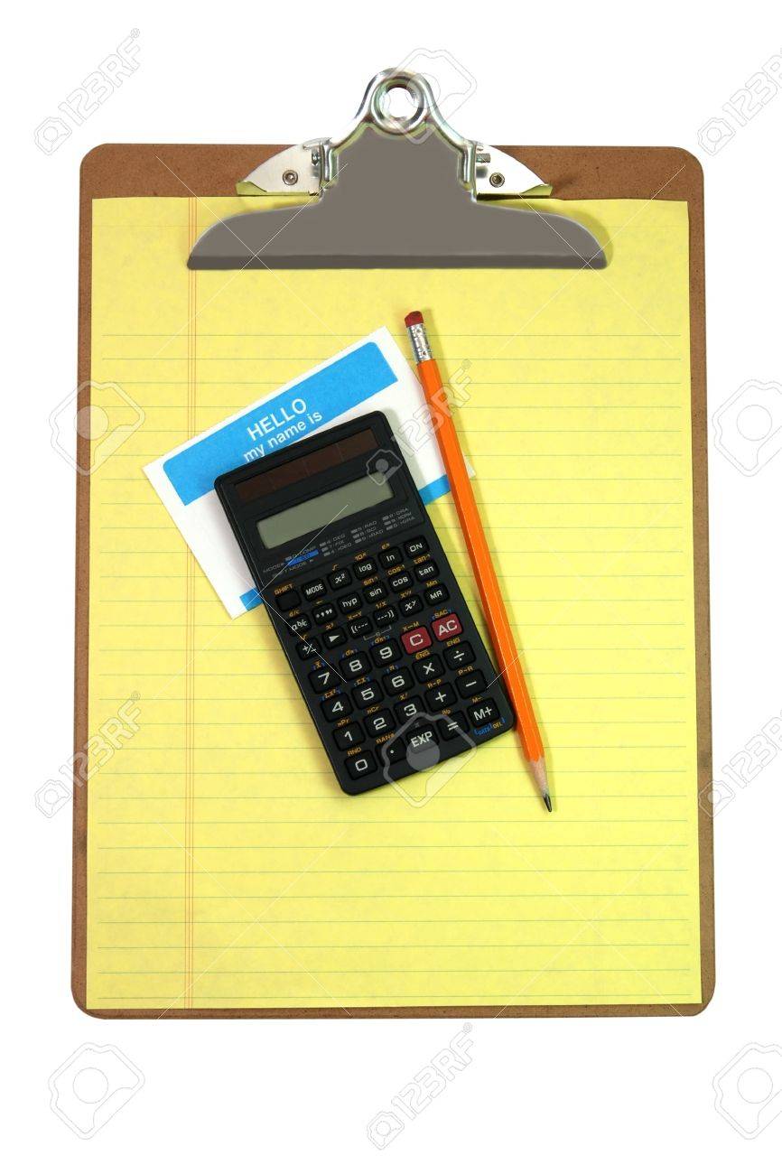clipboard calculator pencil name
