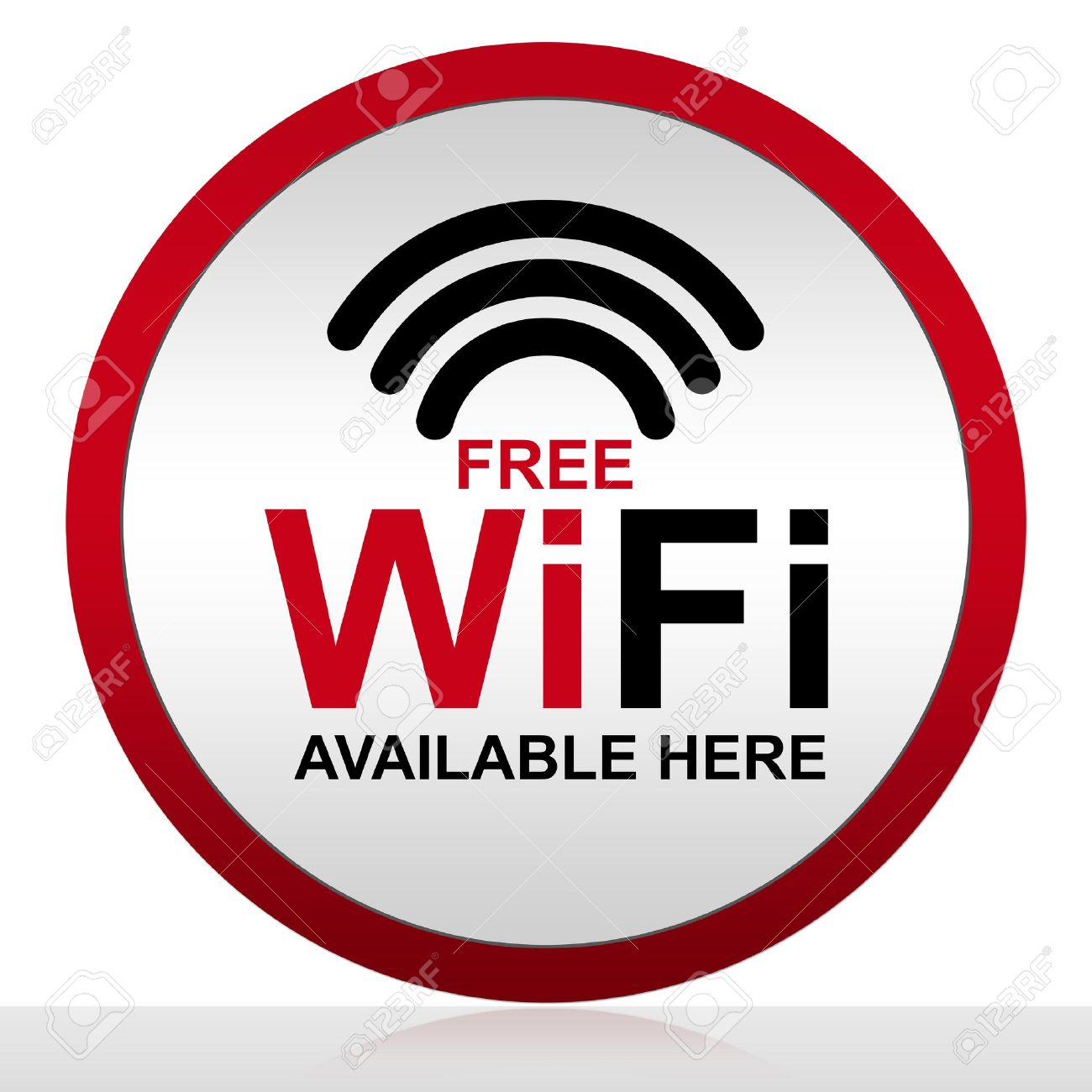 free wifi available here with circle metal style icon isolate