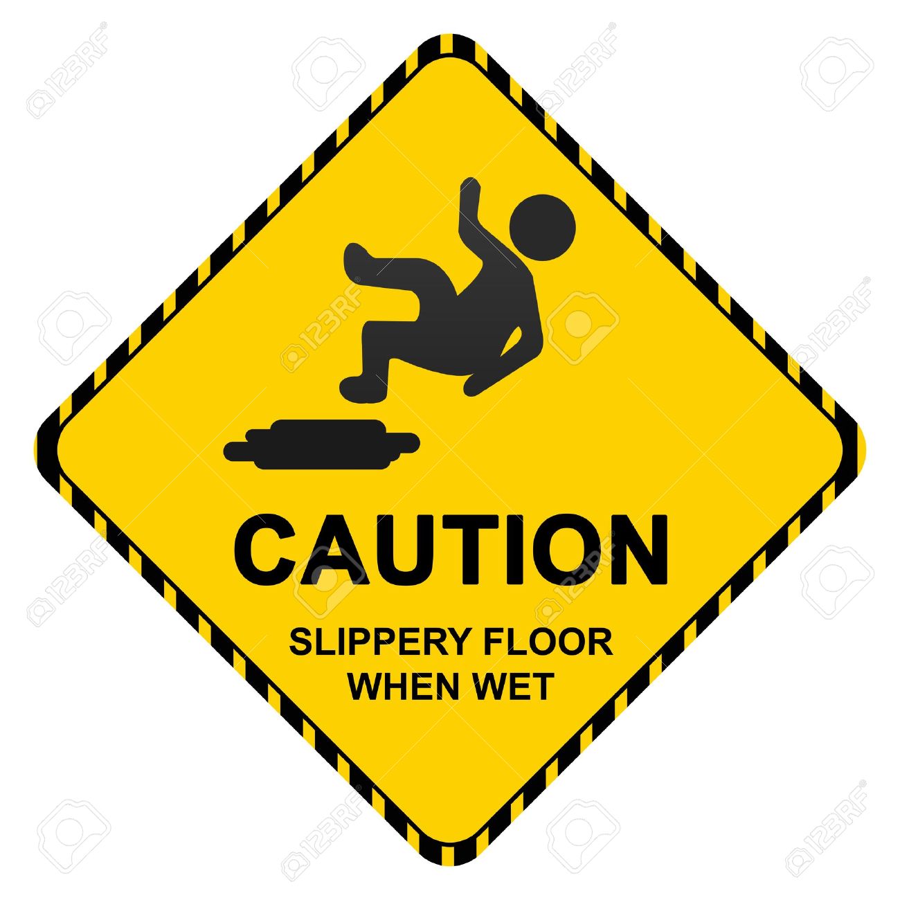 Caution Slippery Floor When Wet Sign Isolated On White Background