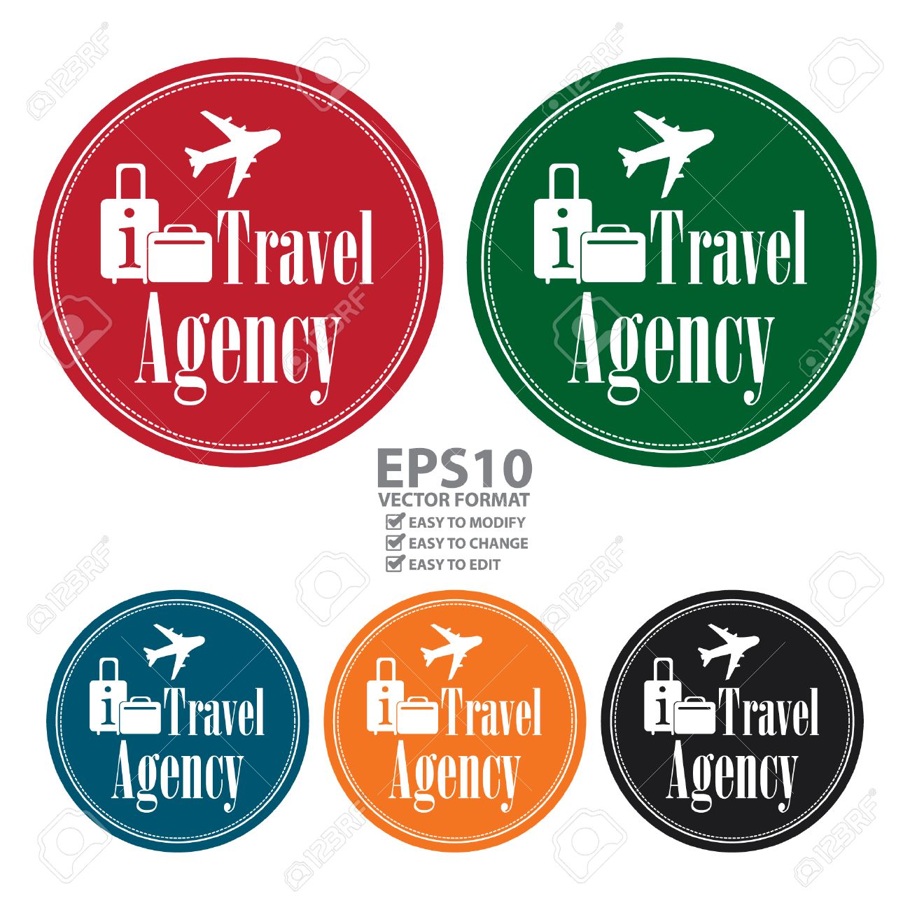 Vector Circle Vintage Style Travel Agency Icon Label Button Or Sticker Isolated On Vector Circle Vintage Style Travel Agency Icon Label Button Or Sticker Isolated On