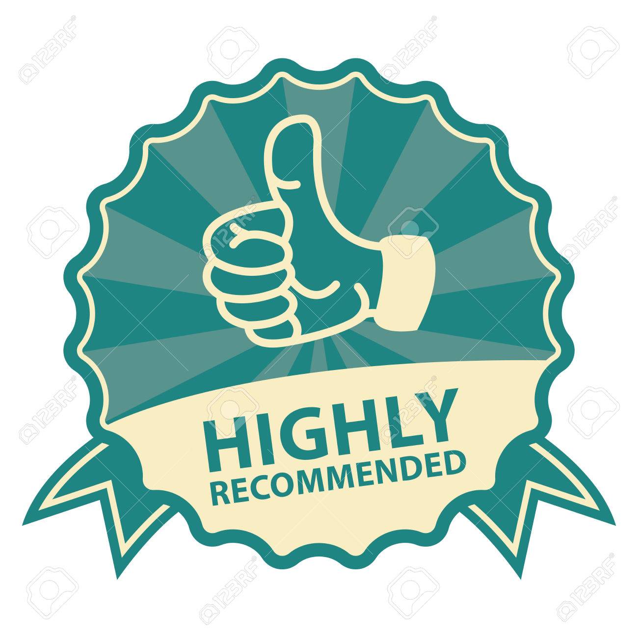 Blue Vintage Style Highly Recommended Badge, Icon, Label or Sticker Isolated on White Background