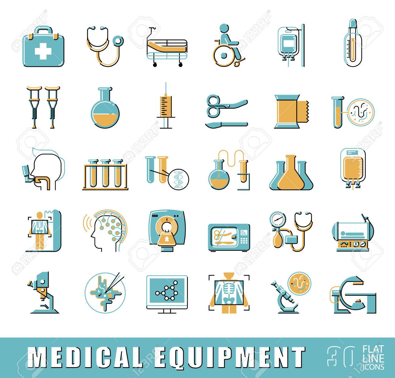 Set Of Premium Quality Flat Line Icons Related To Medicine Equipment Hospital Emergency Collection Of Medical Icons Illustration Royalty Free Cliparts Vectors And Stock Illustration Image 58232370