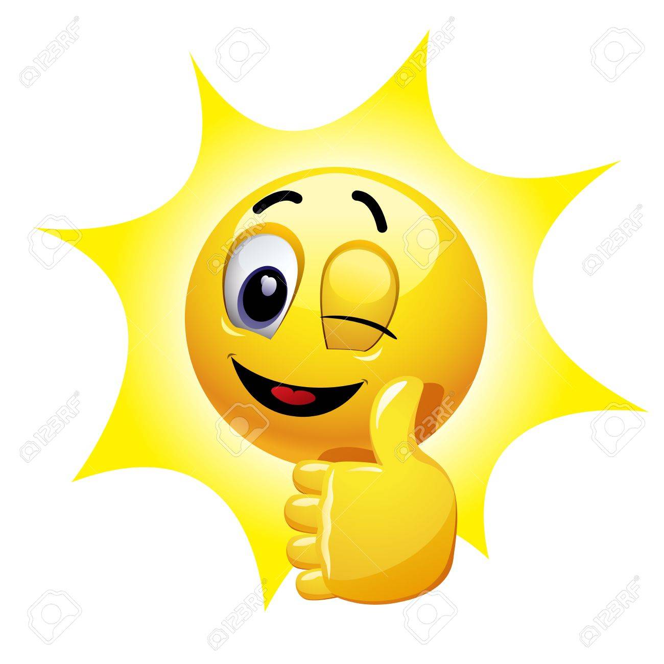 Winking smiley showing thumb up. Emoticon thumbs up showing positive mood. - 82766168 Winking smiley showing thumb up. Emoticon thumbs up showing positive mood. - 82766168