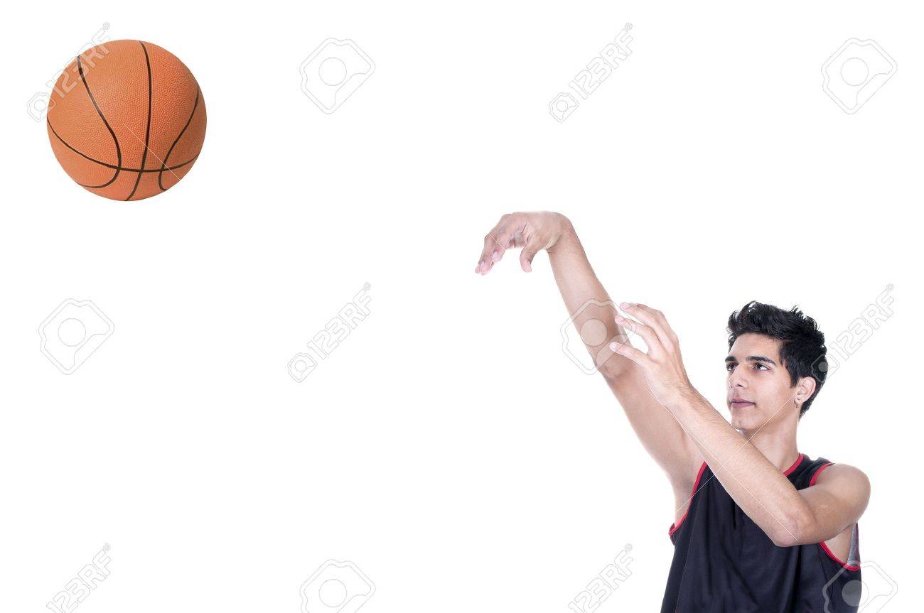 Basketball Player Throwing The Ball On 