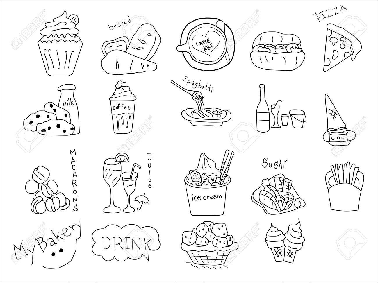 line drawings food and