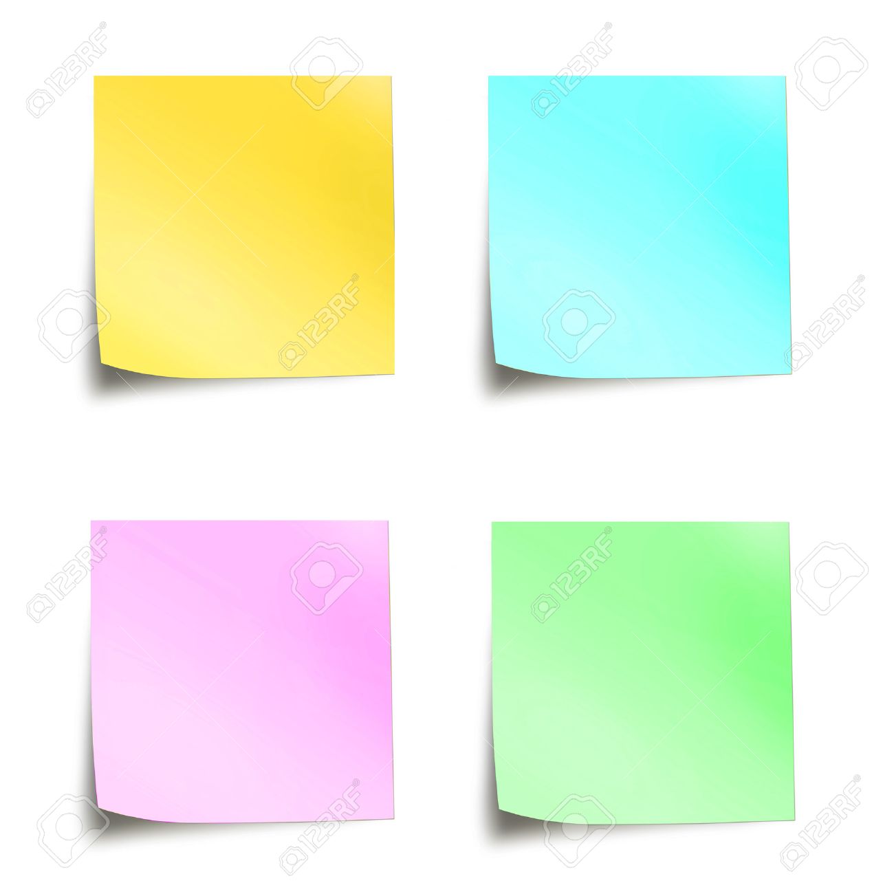 Four Colored Sticky Notes Isolated On White Background Stock Photo, Picture And Royalty Free Image. Image 32988575.