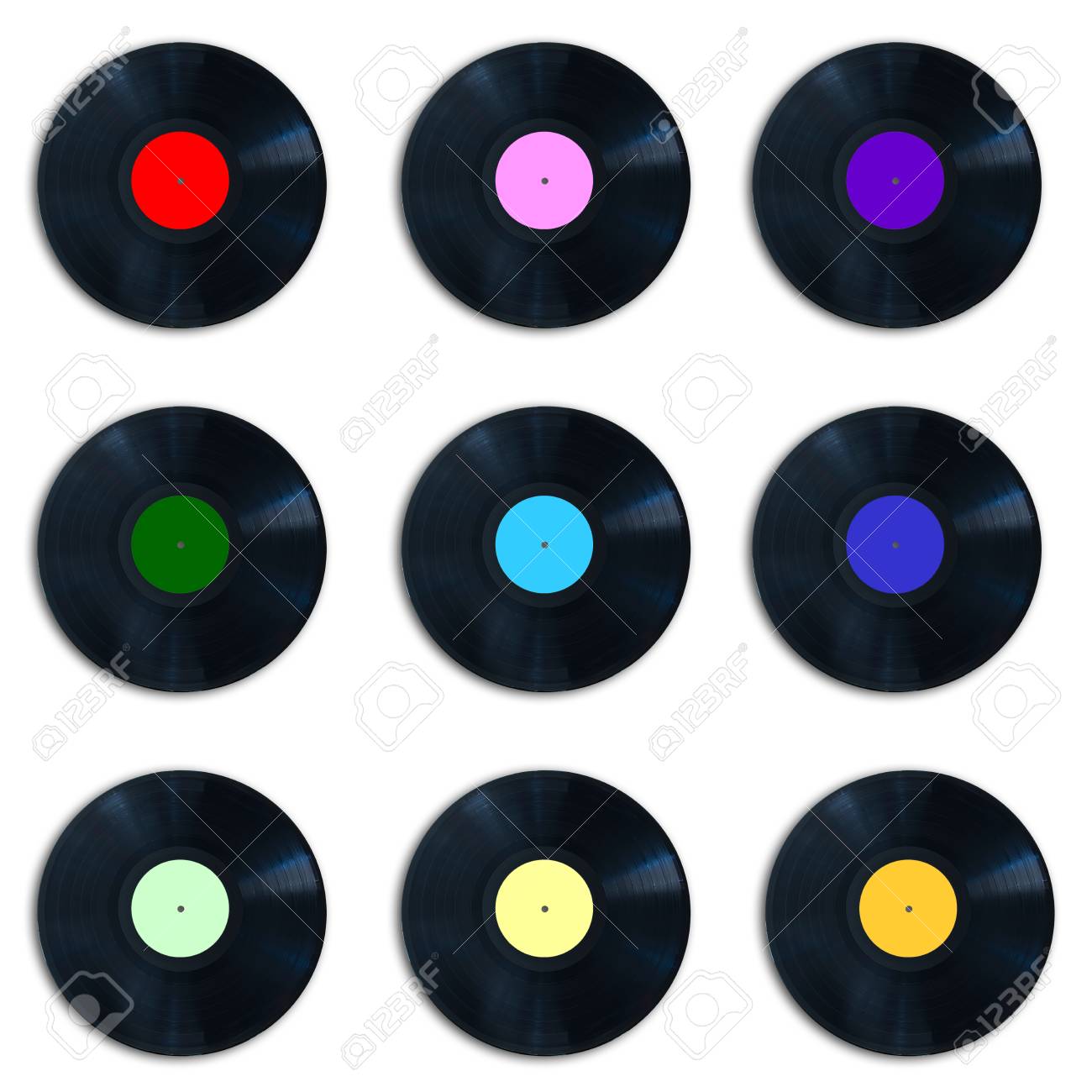 colorful vinyl records collection