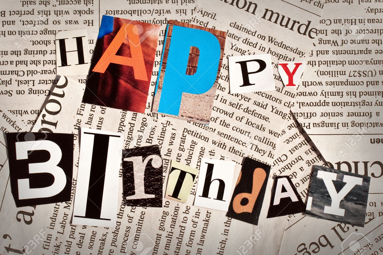 happy birthday collage with newspaper and magazine letters on happy birthday pic collage