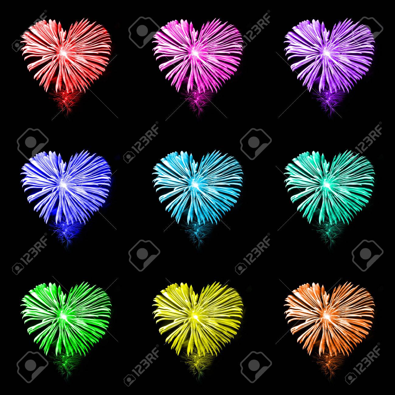 Rainbow Heart Shaped Fireworks Stock Photo Picture And Royalty Free Image Image