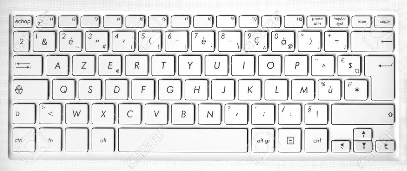 Gros Plan D Un Blanc Francais Azerty Clavier D Ordinateur Fond Banque D Images Et Photos Libres De Droits Image