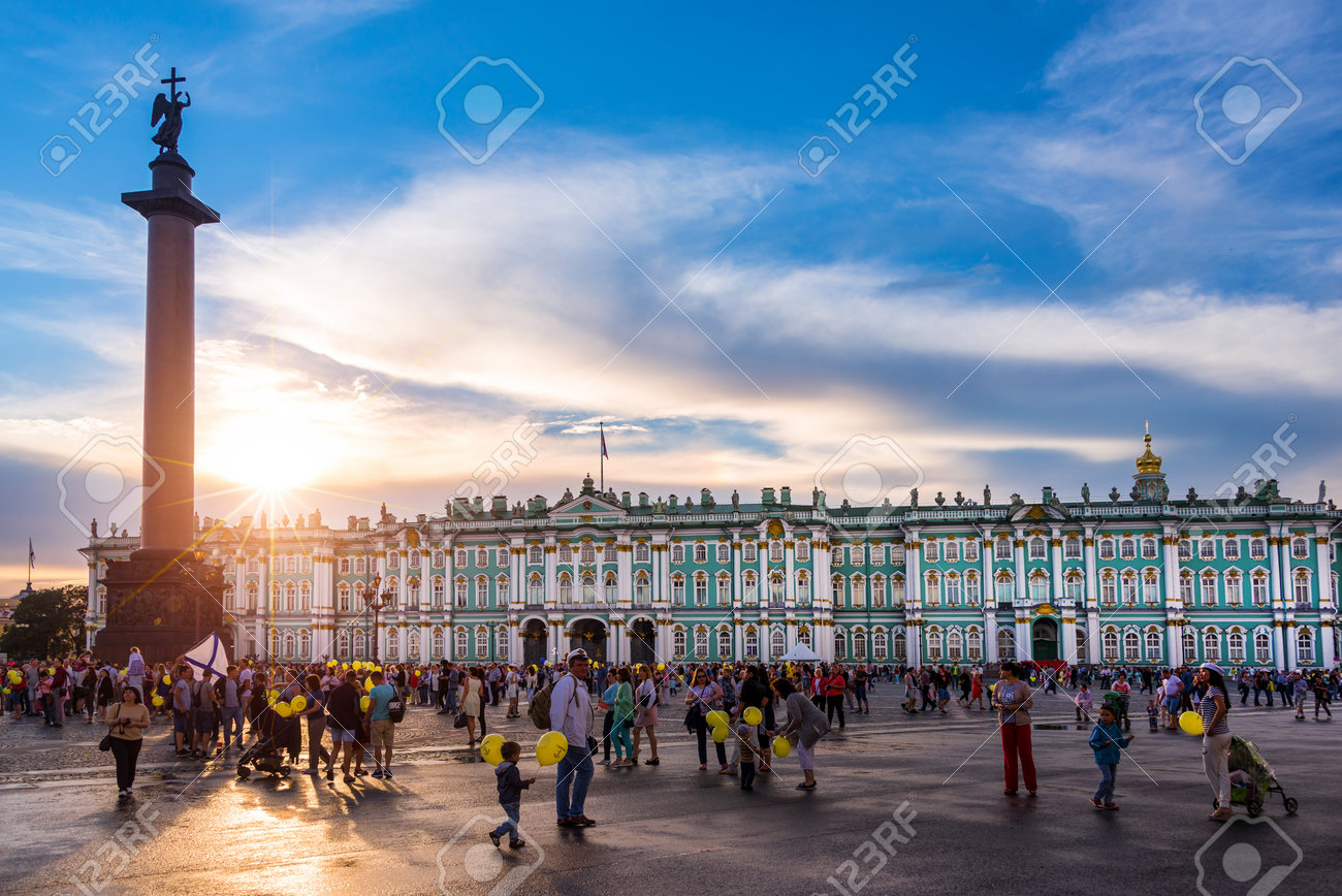 The Hermitage, Winter Palace and Alexander Column at sunset on Palace Square, St Petersburg Russia - 61817208 The Hermitage, Winter Palace and Alexander Column at sunset on Palace Square, St Petersburg Russia - 61817208