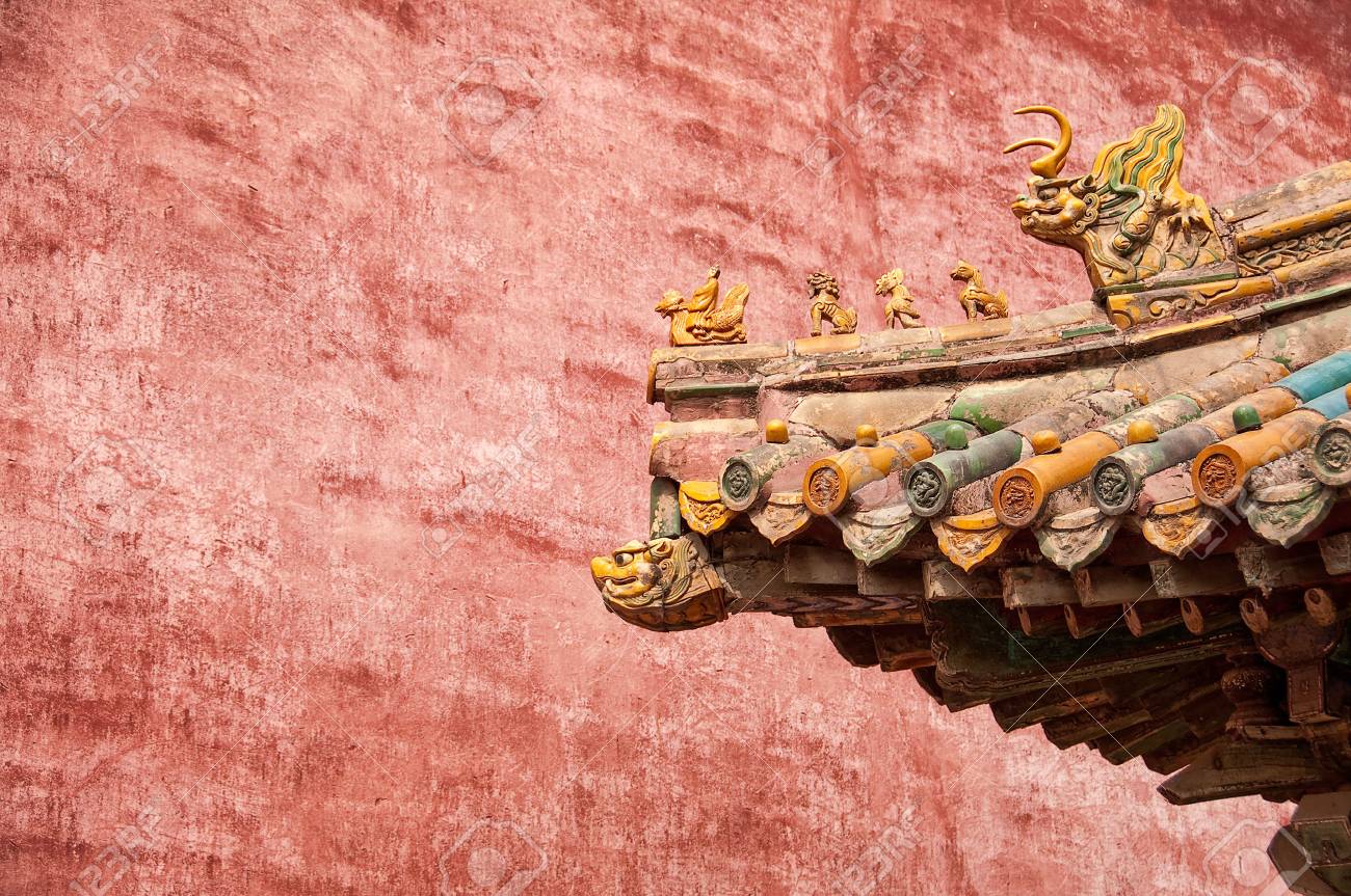 Detail of a roof in the Forbidden City, Beijing, China - 74774098 Detail of a roof in the Forbidden City, Beijing, China - 74774098