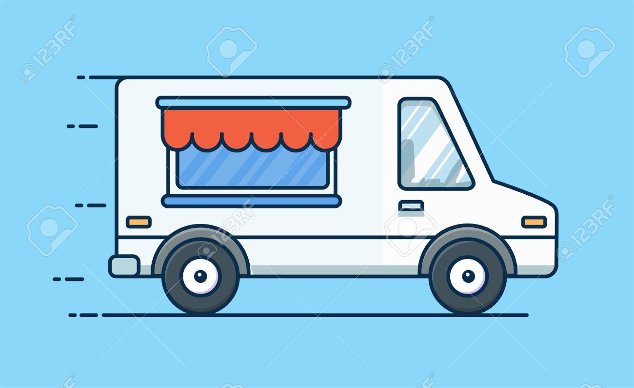 Food Delivery. Picnic Car. Truck With Food. Food Van. Vector Flat  Illustration Royalty Free SVG, Cliparts, Vectors, and Stock Illustration.  Image 102200530., image size:1300x797