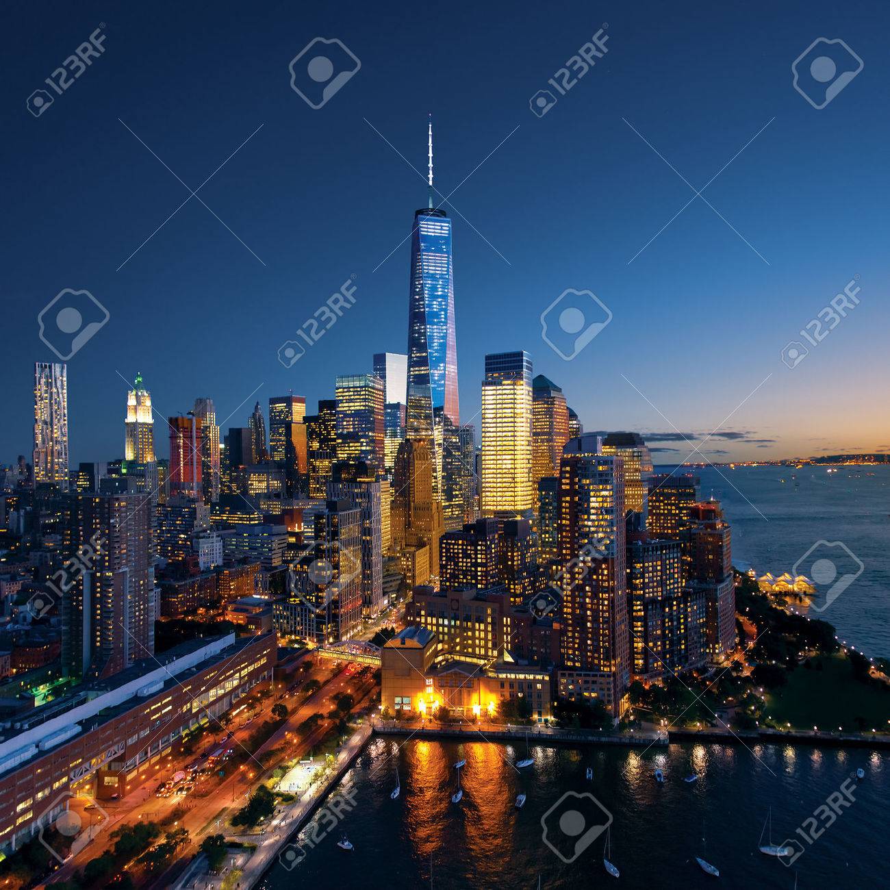 New York City - beautiful colorful sunset over manhattan - 32773866 New York City - beautiful colorful sunset over manhattan - 32773866