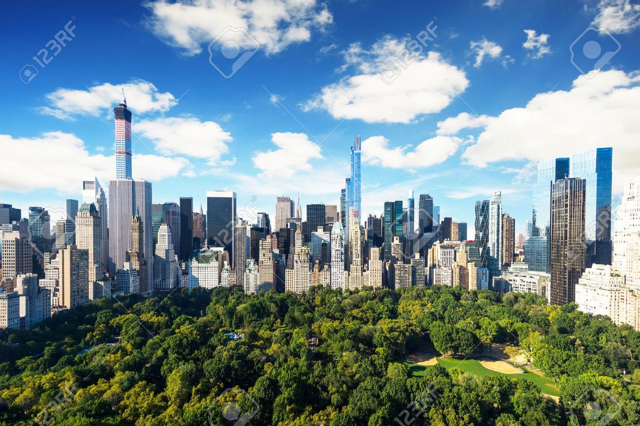 New York City - central park view to manhattan with park at sunny day - amazing birds view - 32773910 New York City - central park view to manhattan with park at sunny day - amazing birds view - 32773910