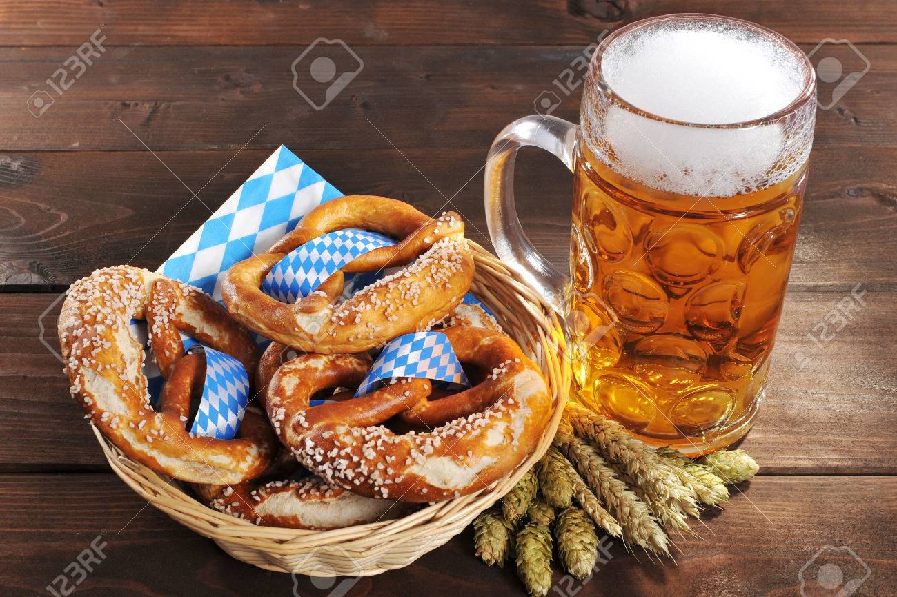 original bavarian oktoberfest pretzels salted soft in a basket