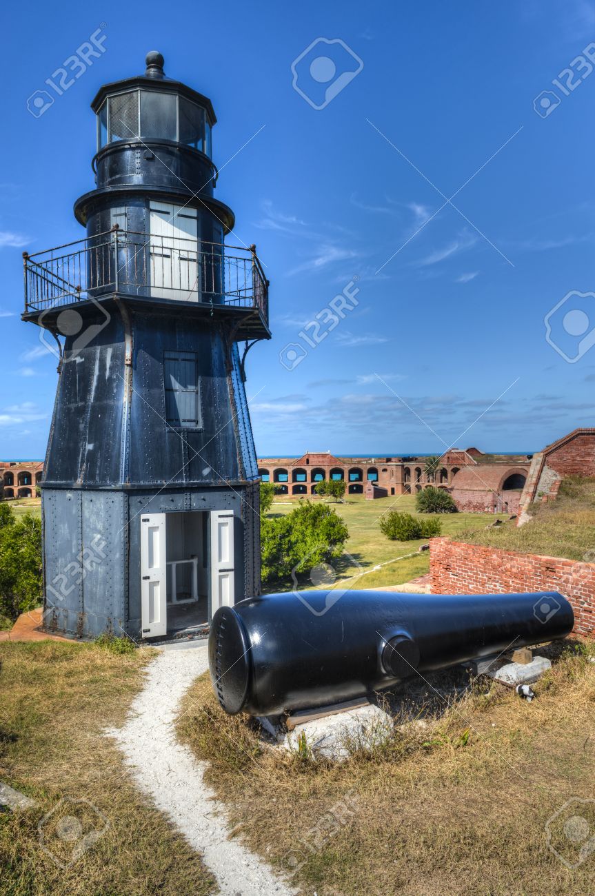 Garden Key Lighthouse at Fort Jefferson in Dry Tortugas National..