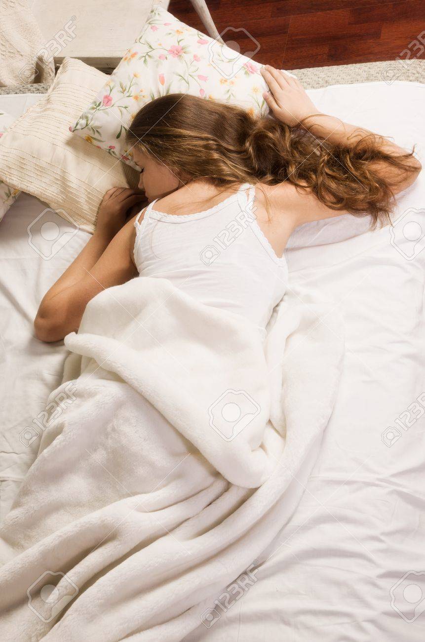 Naked Blonde Girl Sleeping On Bed