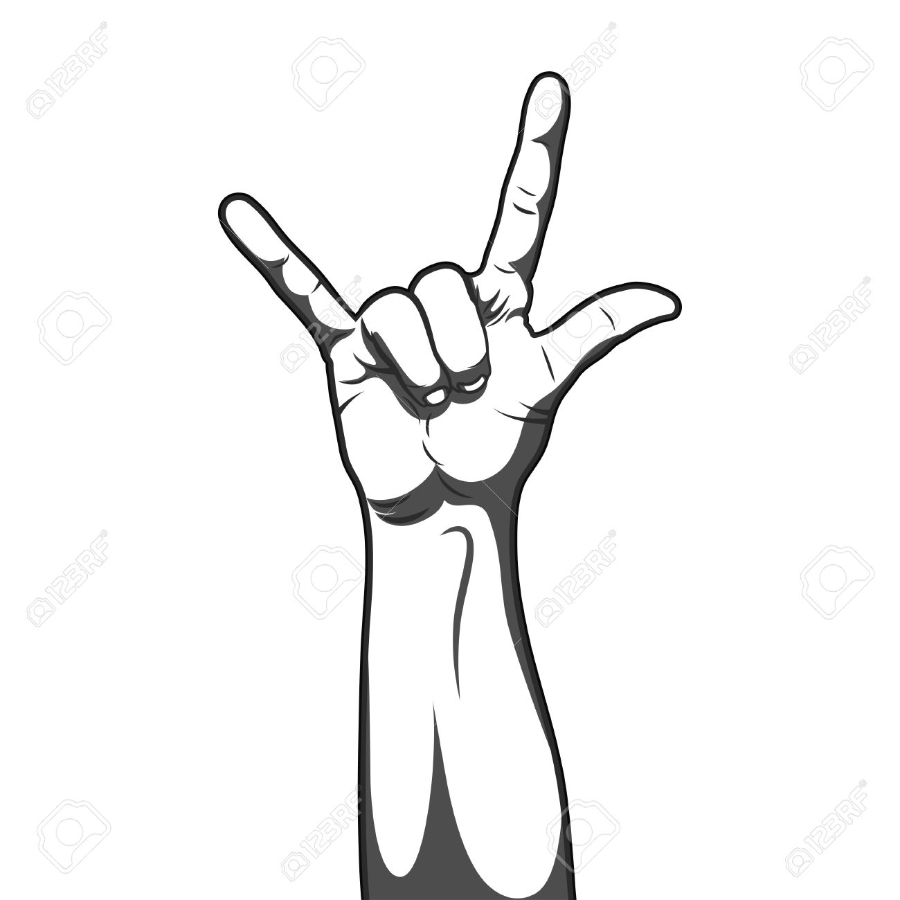 Hand rock segurando a ilustração dos desenhos animados do