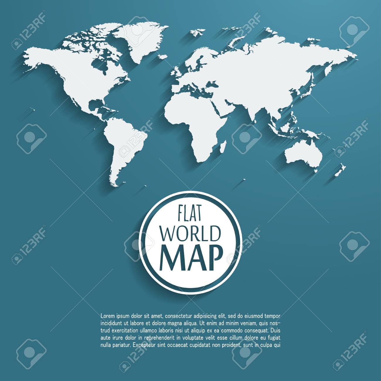 vector vector world map background with long shadow and flat design style clean and modern