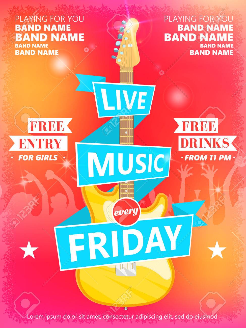 live music every friday vector poster template ideal for printable
