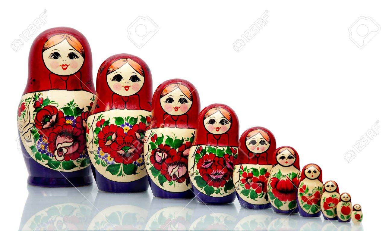 入れ子になったドール - 手仕事の古い国家ロシア人形。李朝木雁　典雁　木雁　デコイ　置物　李朝家具　李朝白磁　李朝棚　李朝工芸。の写真