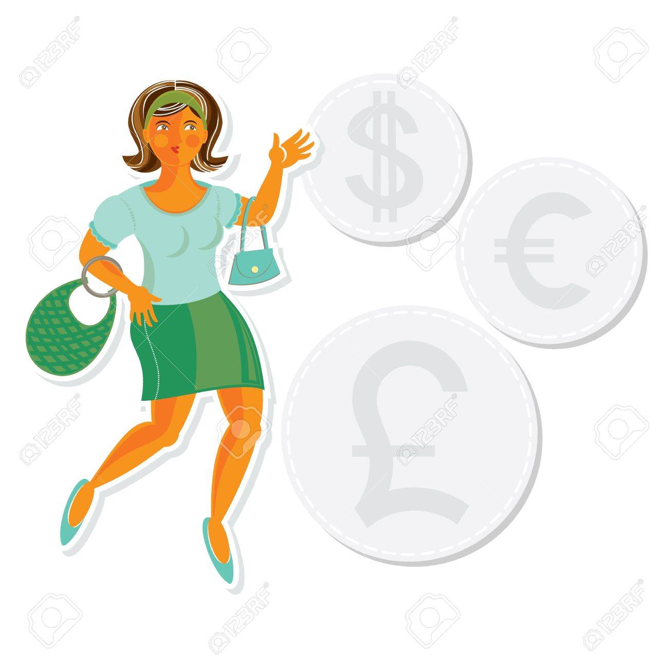 Young Attractive Dark Hair Caucasian Type Woman Spending Money