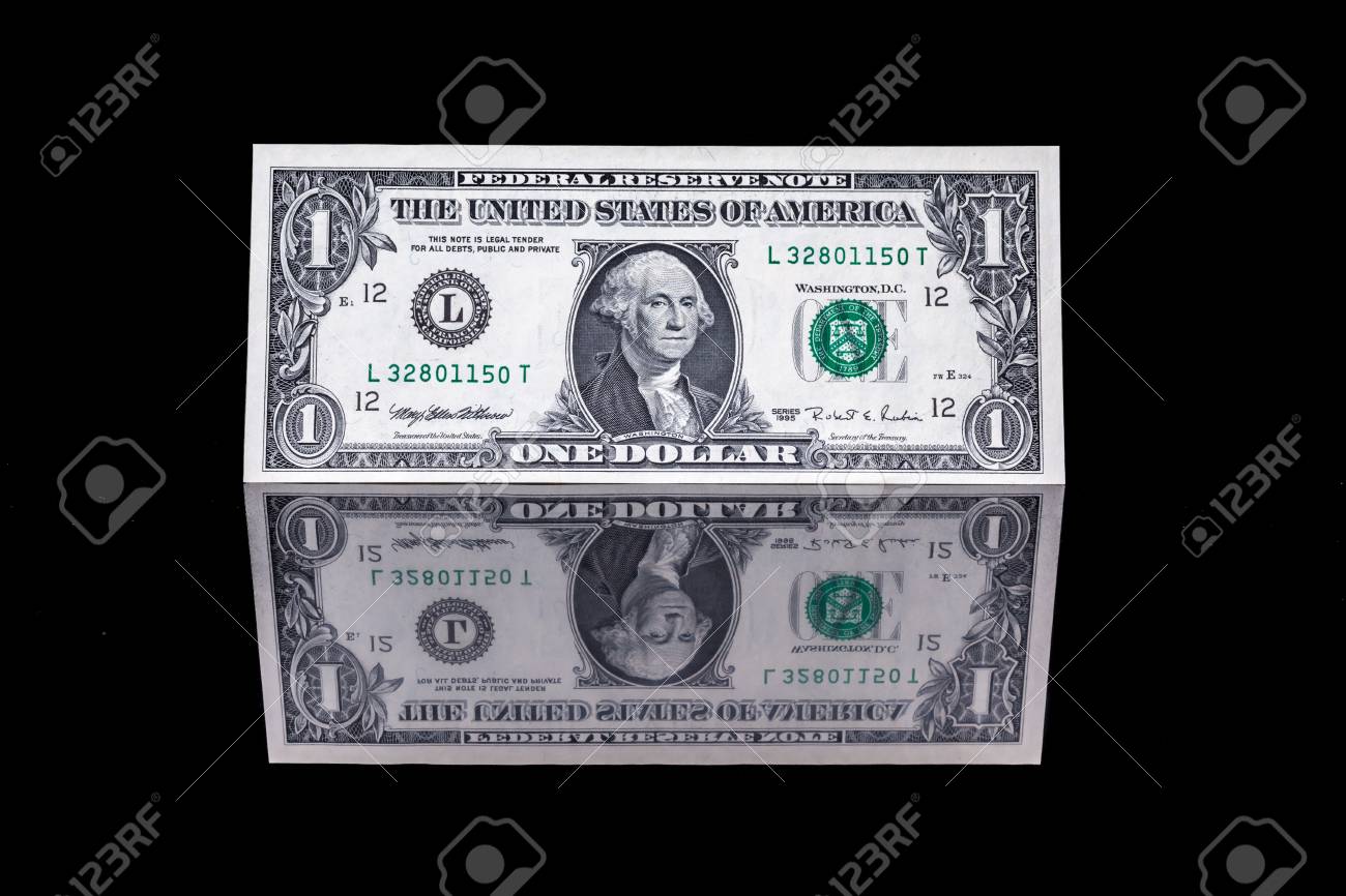 one dollar bill as well as the front and the back with reflection - 50352916 one dollar bill as well as the front and the back with reflection - 50352916